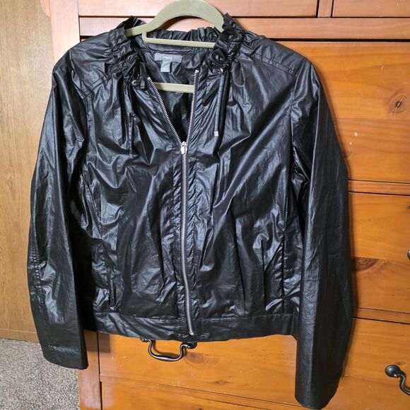 Apt. 9 Jackets & Blazers - APT. 9  Jacket Size Large Lightweight Black Moto Whimsigoth Outdoor Ruched